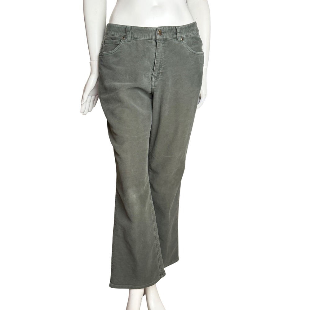 LL Bean Vintage 90's Corduroy Pants Olive Straight Leg Stretch Gorpcore 10 PET